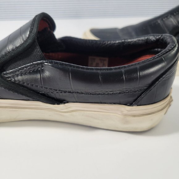 Vans Black Croc Embossed Leather Slip Ons Unisex Women's Size 6, Men's Size 4.5 - Picture 11 of 11
